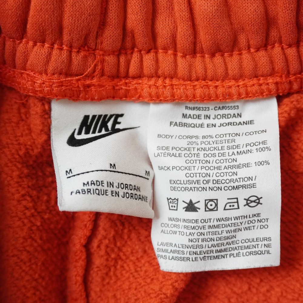 Nike Fleece Sweat Shorts Medium Mens Orange Big Swoosh Graphic Drawstring - Picture 9 of 11